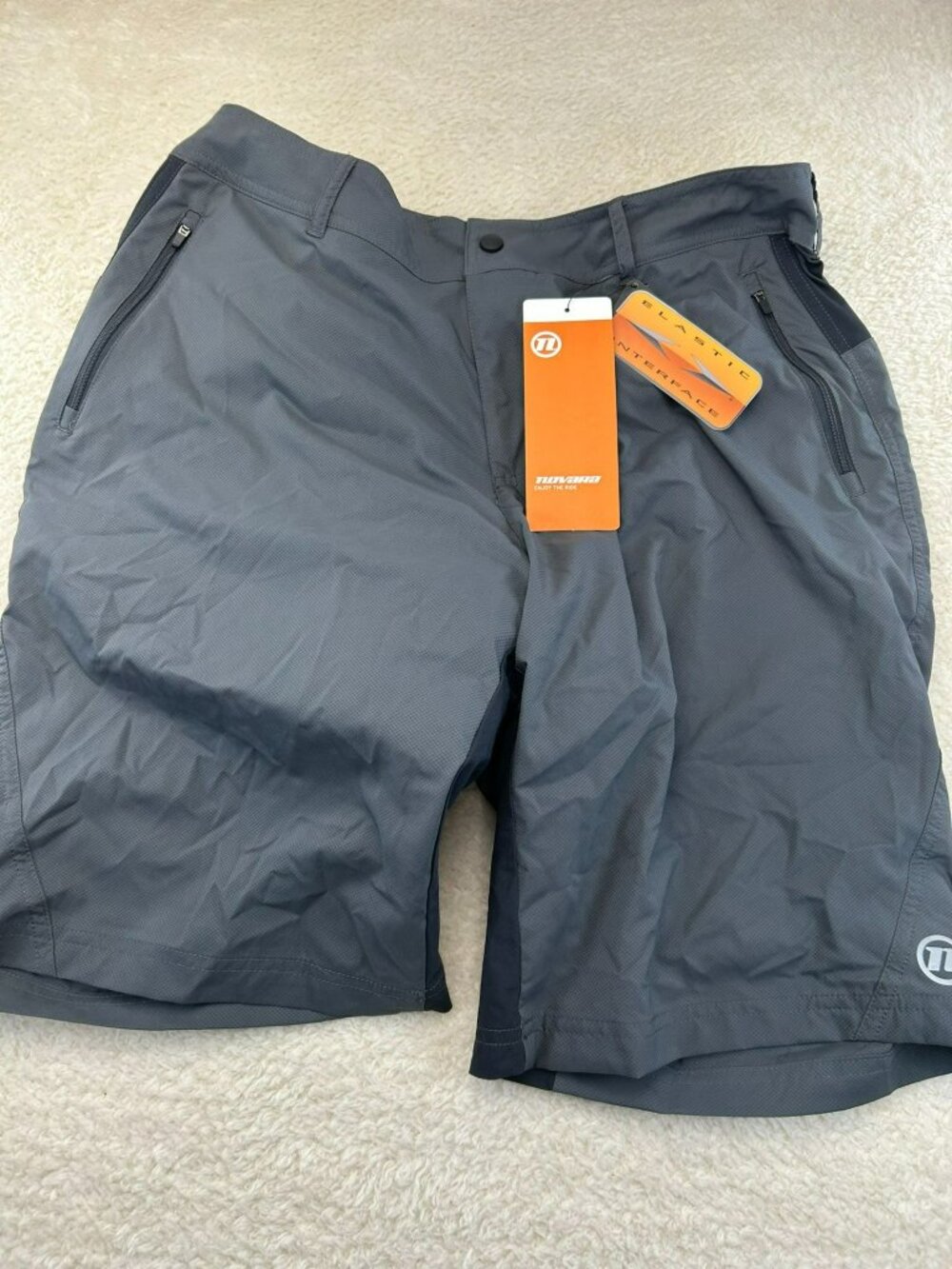 Novara Mens Bike Shorts Asphalt Gray Size L Polyester Blend Stretch Lightweight